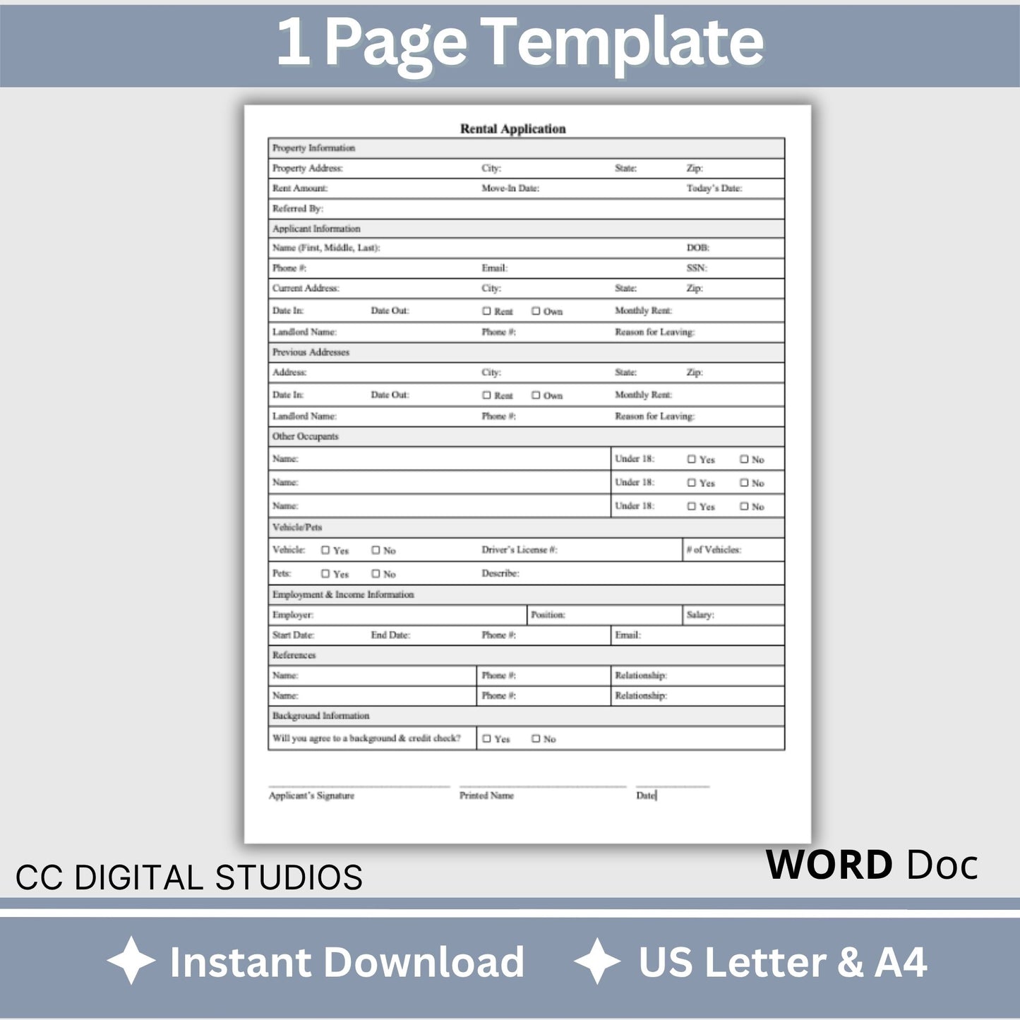 Rental Agreement Application - WORD Doc