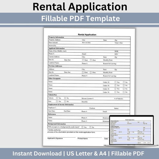 Rent Application Landlord Agreement - Fillable PDF