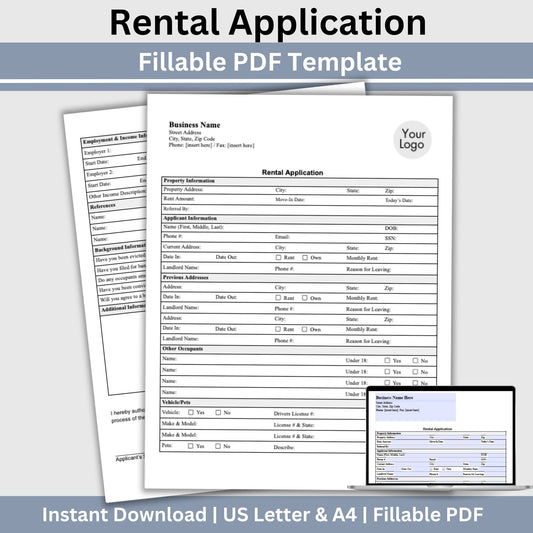 Tenant Application Form Landlord Agreement - Fillable PDF