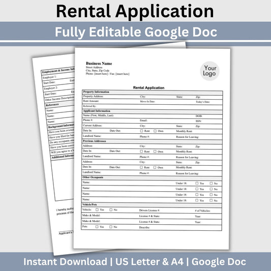 Tenant Rental Application - Google Docs