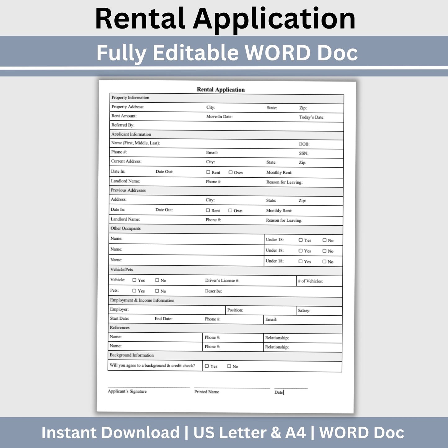 Rental Agreement Application - WORD Doc