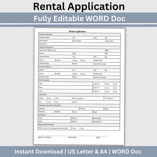 Rental Agreement Application - WORD Doc