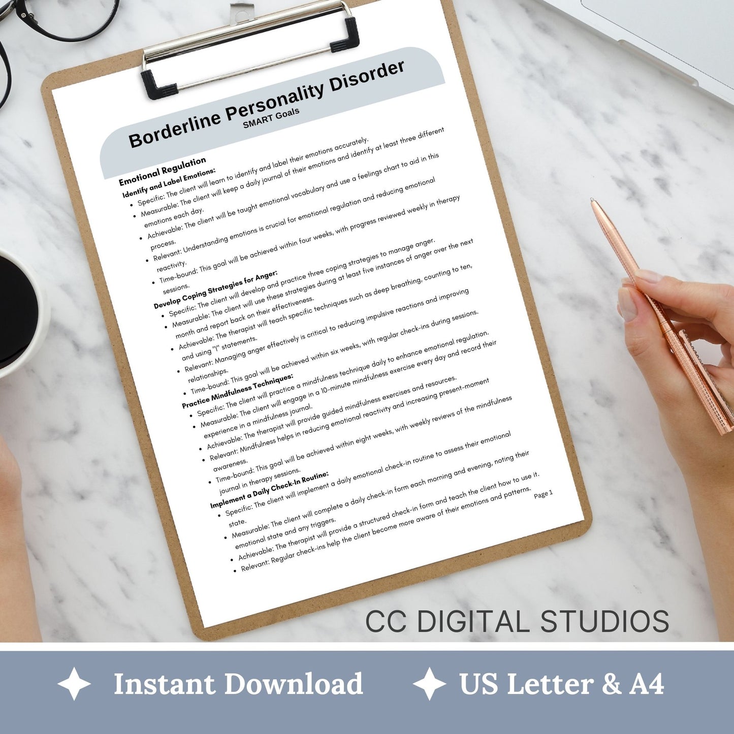 SMART Goals for Borderline Personality Disorder (BPD) treatment planning - Therapy cheat sheet for mental health professionals. BPD Treatment Planning for Therapists, DBT Skills Goals, Therapy Cheat Sheet, Therapy Notes, Counseling Tools