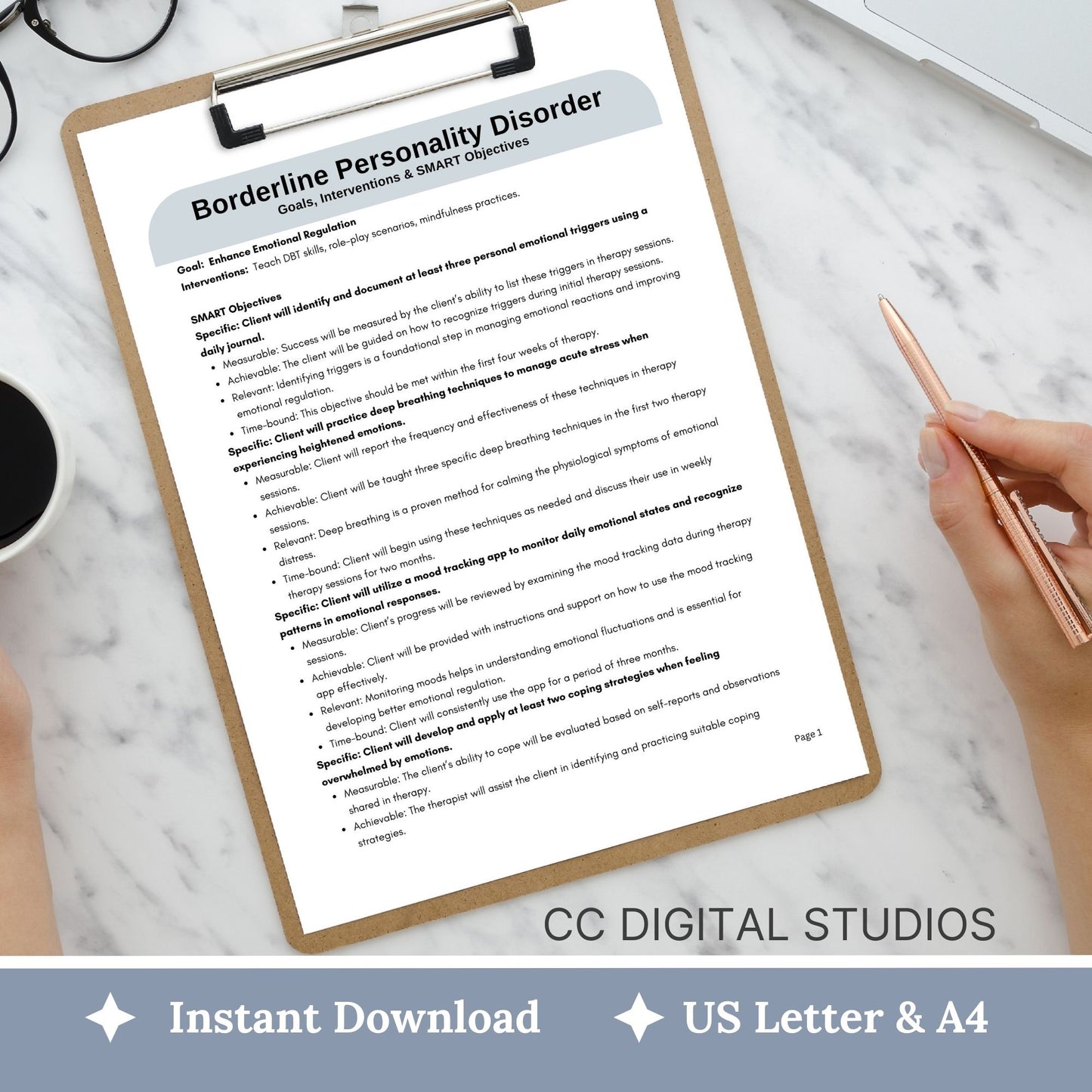 Therapy goals with SMART goals for objectives - Treatment planning tool tailored for treating Borderline Personality Disorder (BPD). BPD Treatment Planning, DBT Skills, Therapy Cheat Sheet, Therapy Notes, Counseling Tools, Interventions