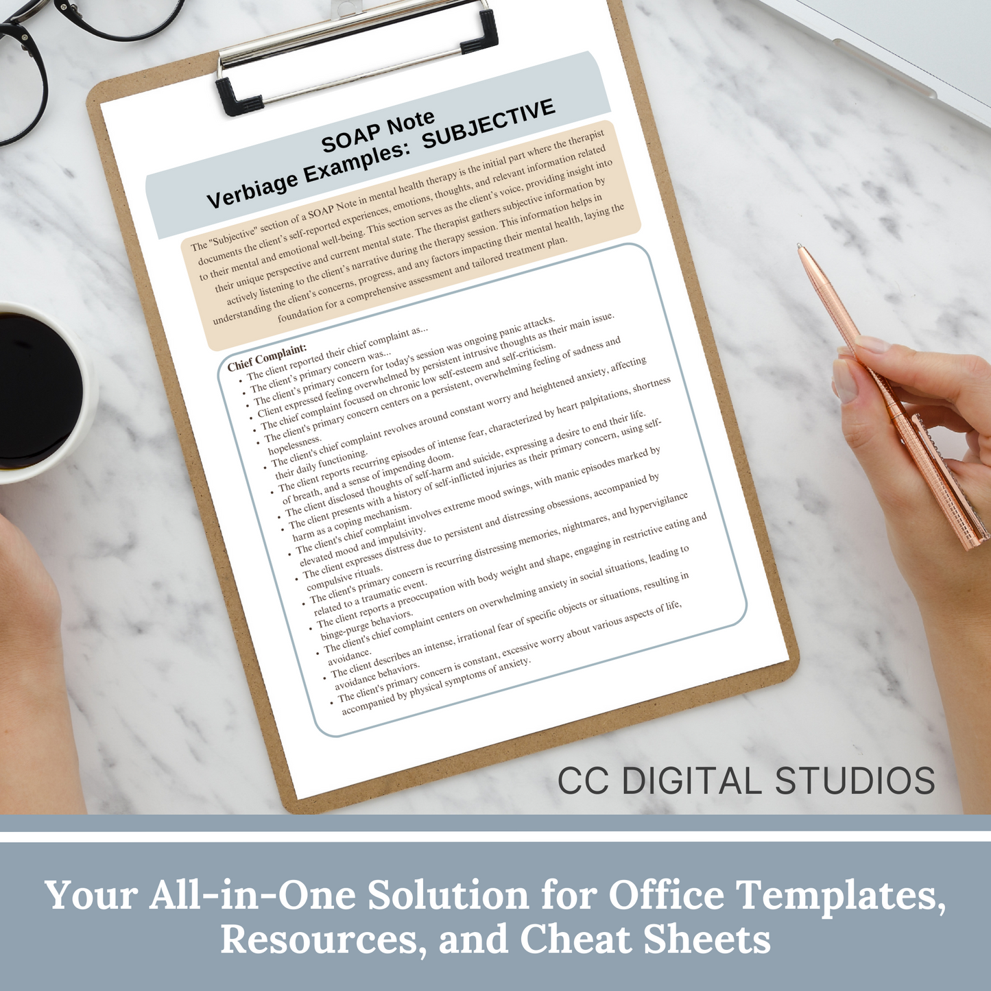 SOAP Note Guide tailored specifically for mental health therapists – your ultimate companion for efficient and organized documentation. Designed to streamline your therapy notes with user-friendly prompts and insightful examples