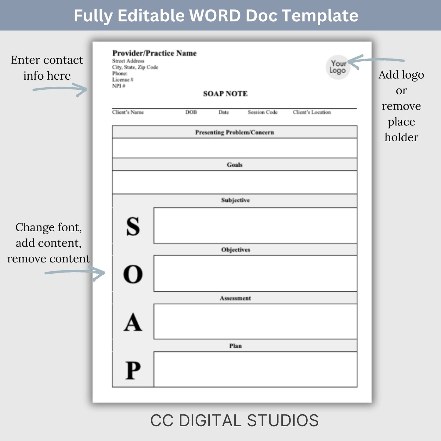 SOAP progress note template. This is a convenient one-page progress note for mental health counselors, therapist office, social workers, and school counselors. Psychologist, social work, school psychologist, therapy note, therapist template