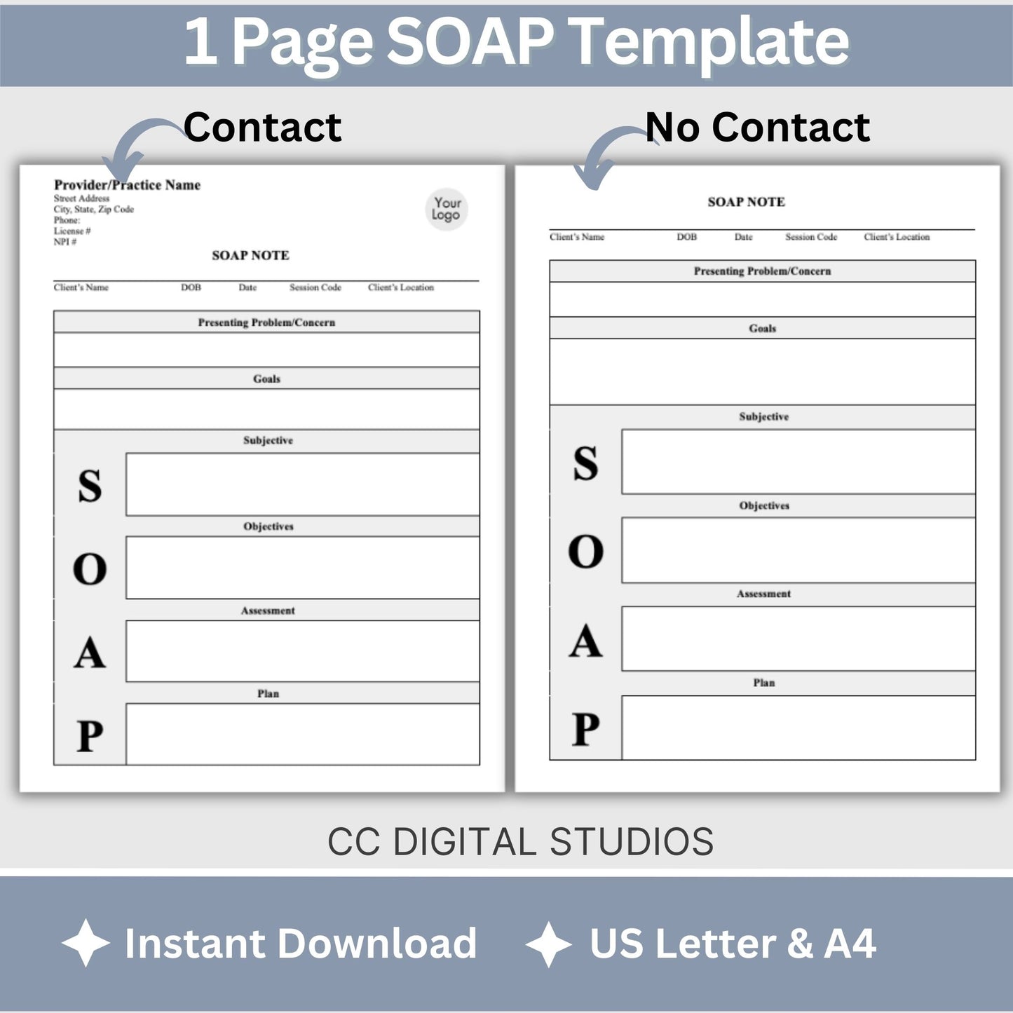 SOAP progress note template. This is a convenient one-page progress note for mental health counselors, therapist office, social workers, and school counselors. Psychologist, social work, school psychologist, therapy note, therapist template