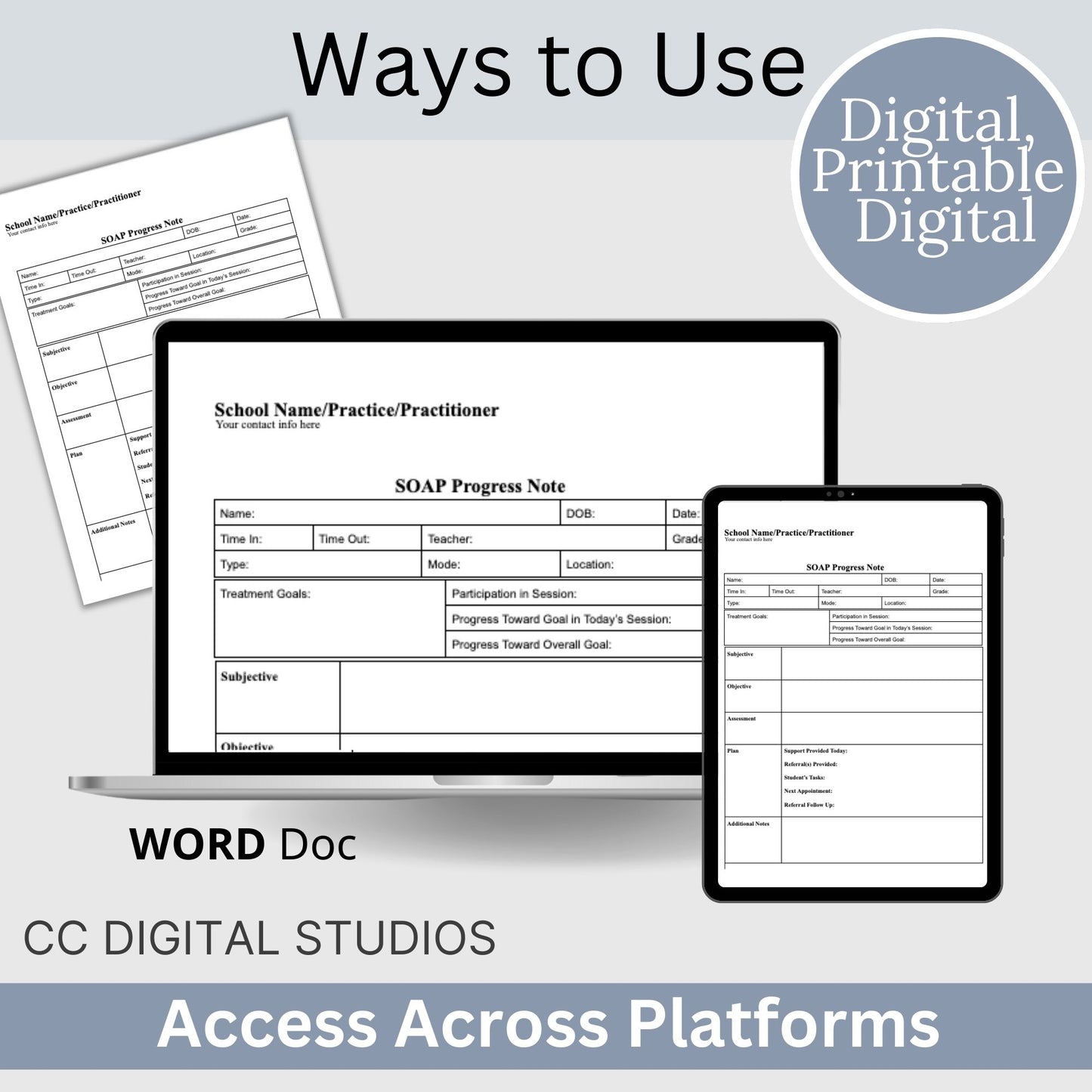 SOAP Note for School Counselors, School Social Worker Progress Note, Counseling Resources, School Counseling Template, Social Work Forms