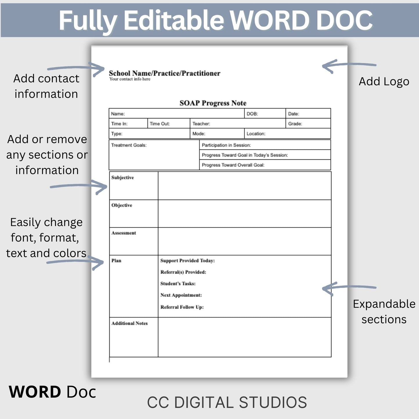 SOAP Note for School Counselors, School Social Worker Progress Note, Counseling Resources, School Counseling Template, Social Work Forms