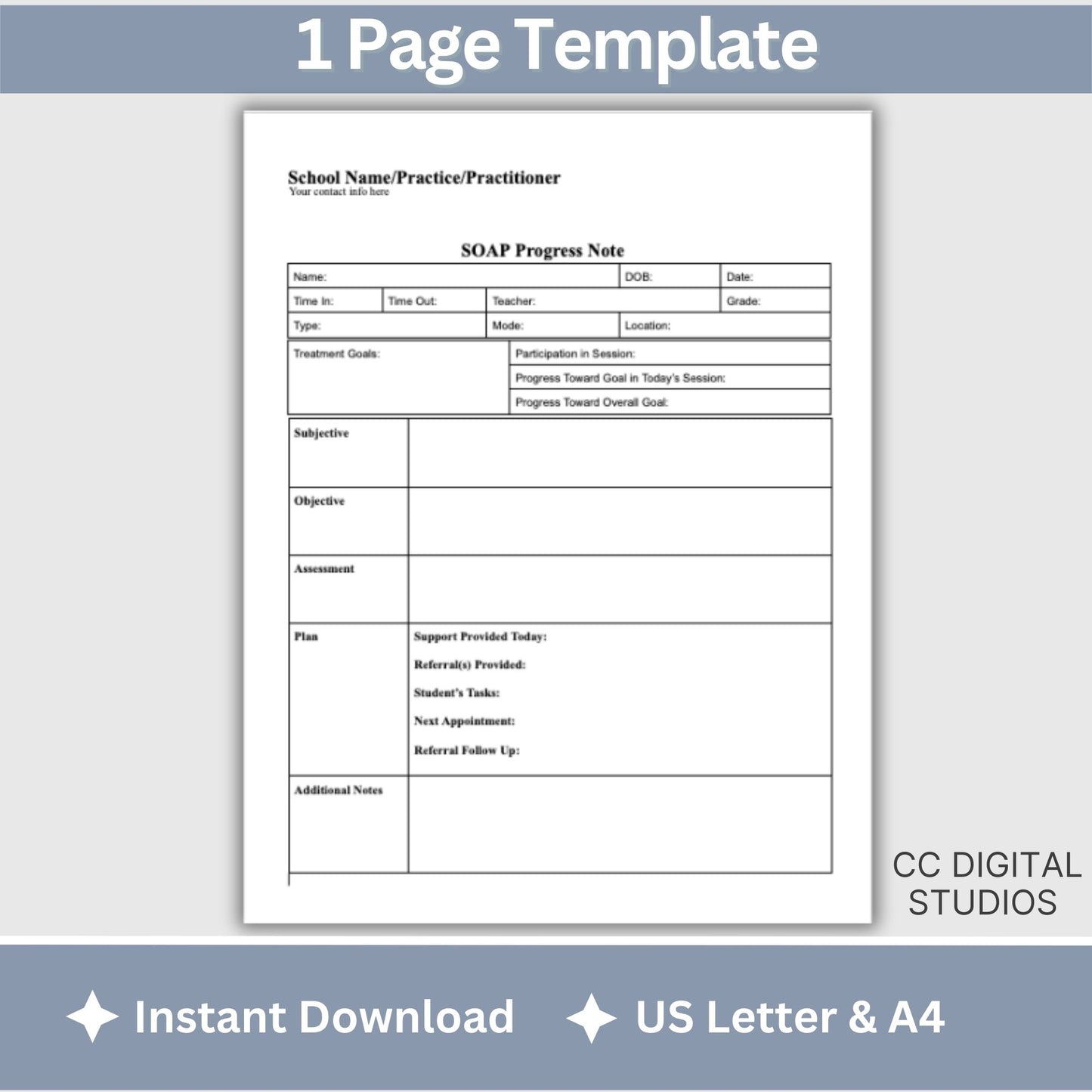 SOAP Note for School Counselors, School Social Worker Progress Note, Counseling Resources, School Counseling Template, Social Work Forms