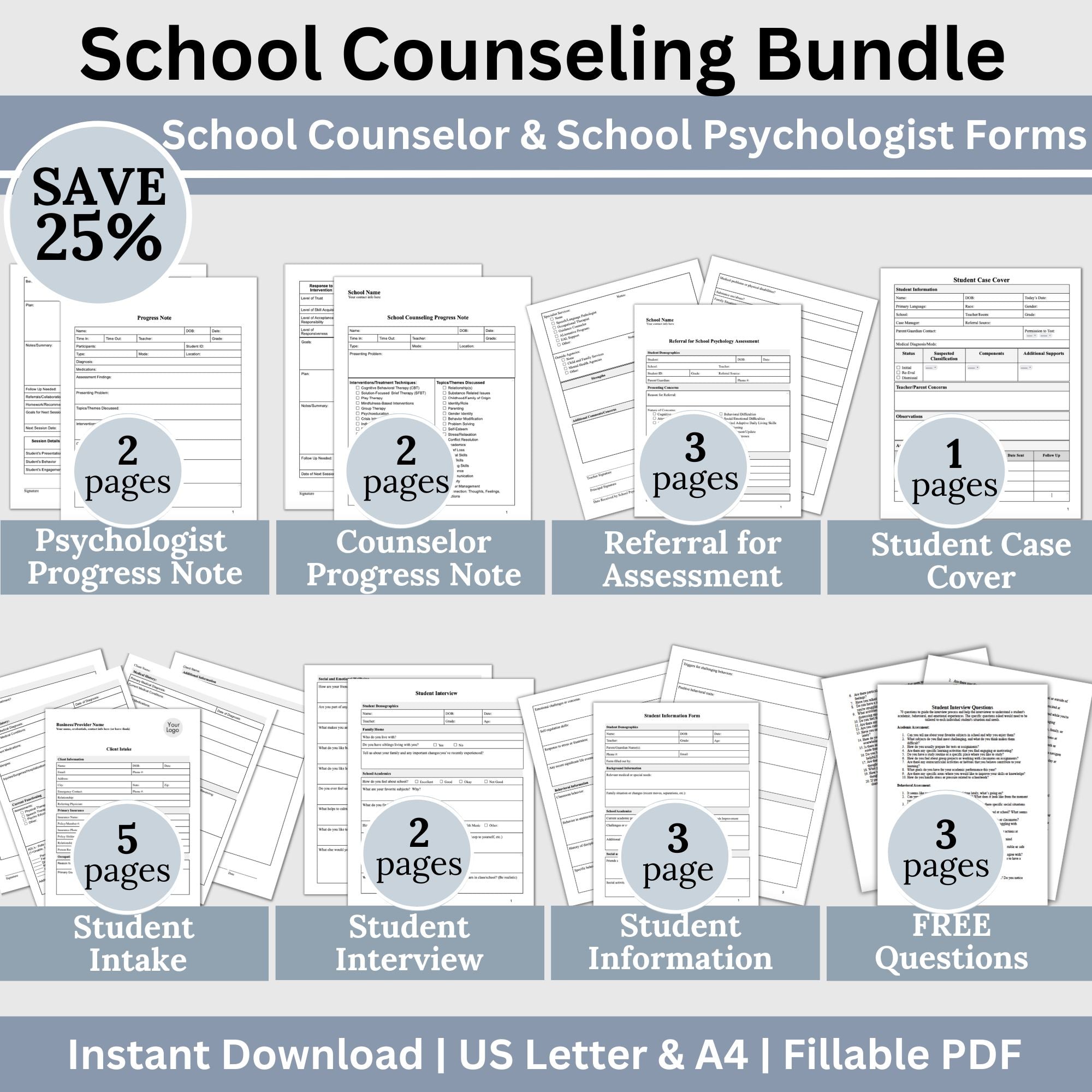 School Psychologist Amp Counselor Template Forms Bundle CCDigitalStudios