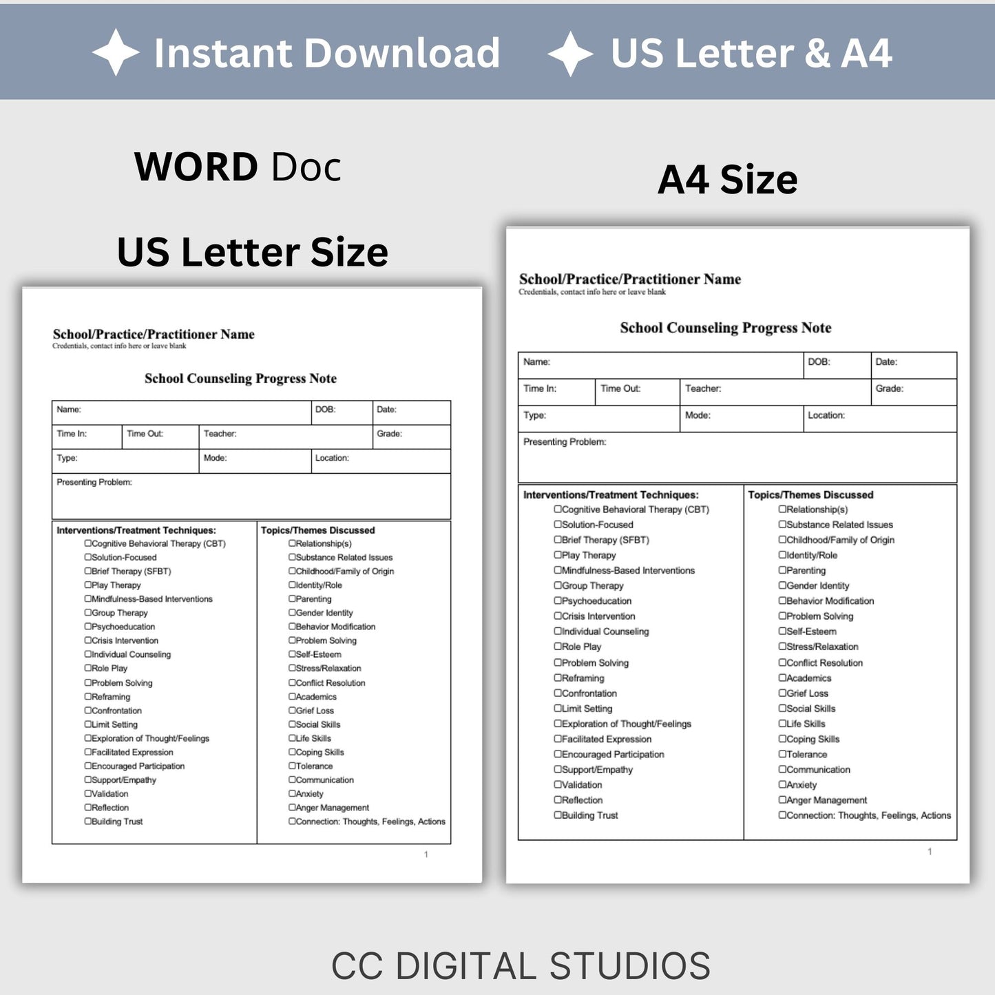 School Counseling Progress Note, a vital tool designed specifically for school counselors, school psychologists, and school social workers, School Counseling Resources, School Social Worker, Therapy Notes
