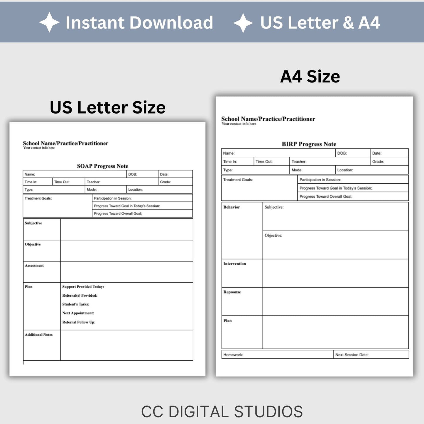 School counselor bundle of SOAP, DAP, and BIRP progress note templates. School Counselor Bundle of Progress Notes, BIRP Progress Note, SOAP Note, DAP Progress Note, School Social Worker and School Psychologists
