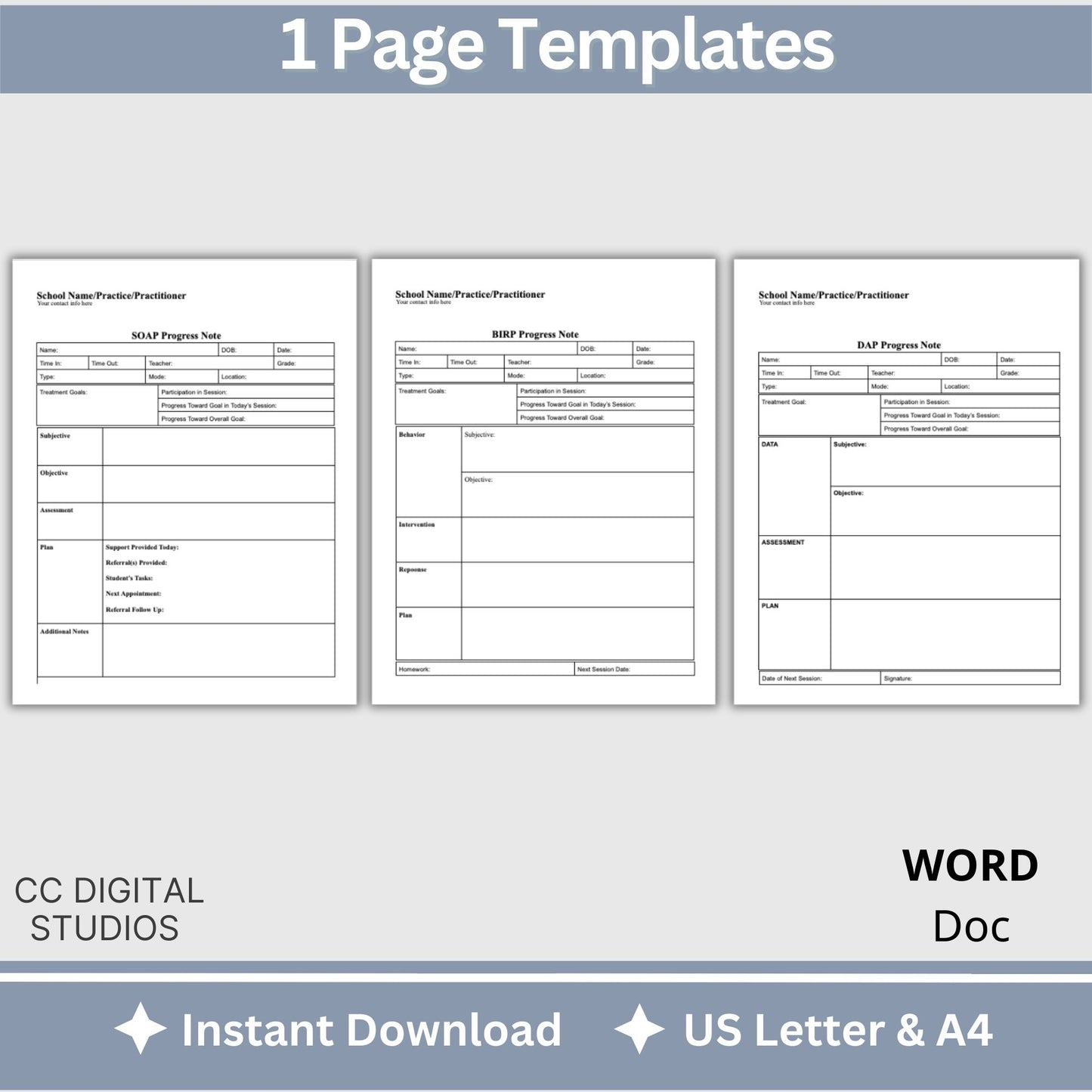 School counselor bundle of SOAP, DAP, and BIRP progress note templates. School Counselor Bundle of Progress Notes, BIRP Progress Note, SOAP Note, DAP Progress Note, School Social Worker and School Psychologists