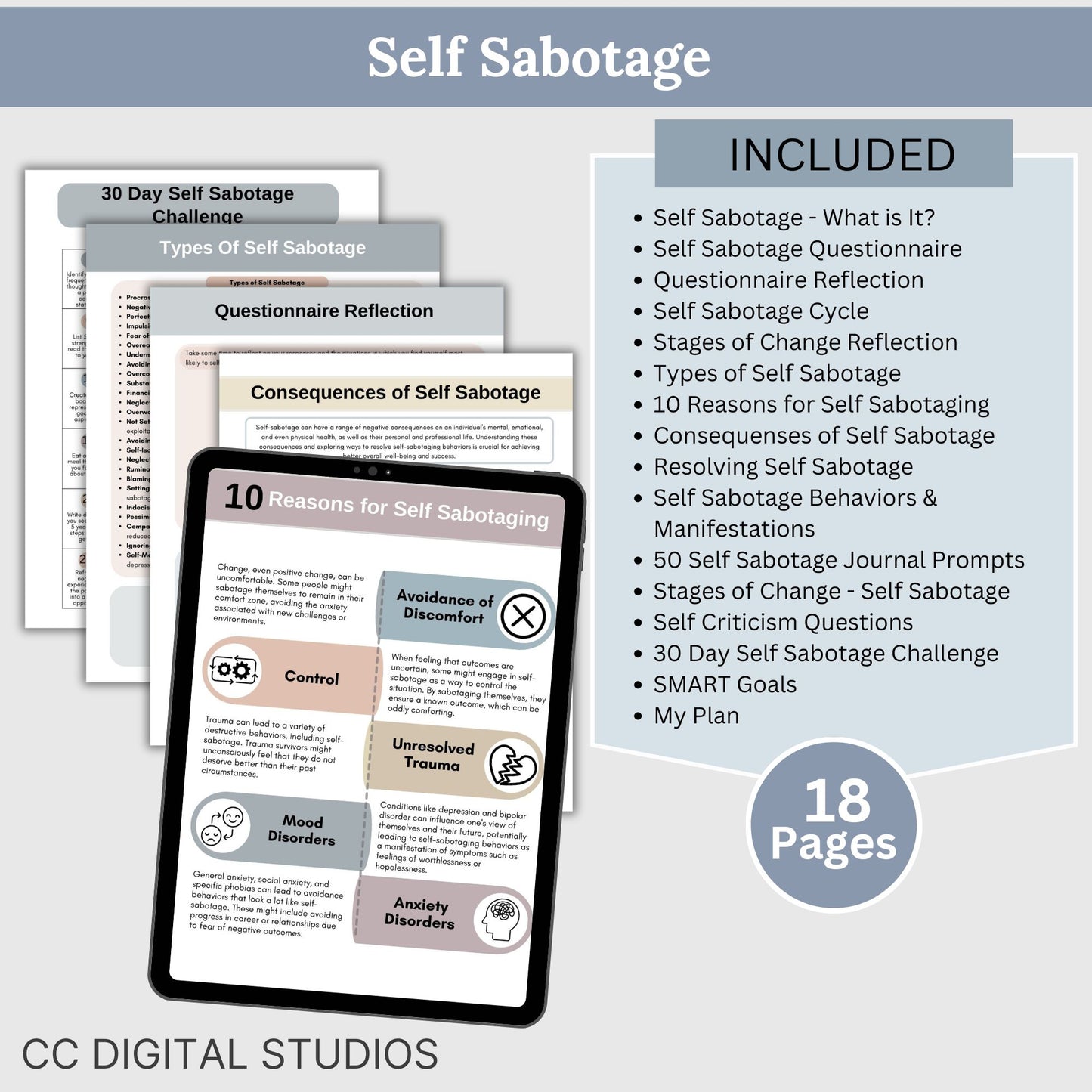 Self Worth Therapy Worksheets Bundle, Confidence, Self Esteem, Inner Critic, Self Sabotage, Imposter Syndrome, Self Care CBT Worksheets, DBT. 116 pages of essential resources for boosting self-esteem and exploring personal identity.