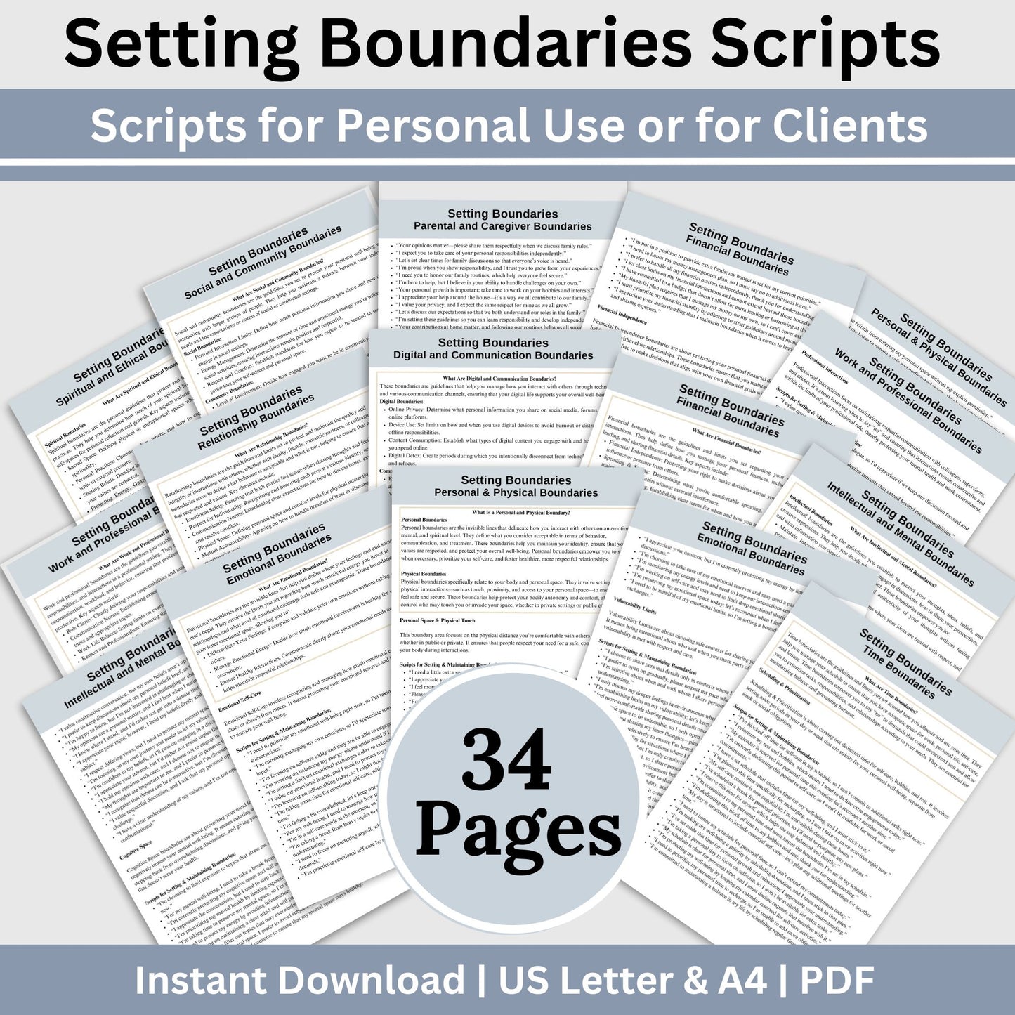 Setting Boundaries, Cheat Sheet for Boundary Setting, Therapy Script