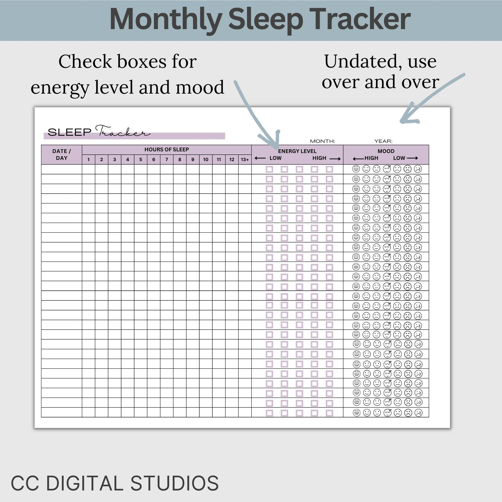 Are you ready to take control of your sleep and transform your life? Look no further than our Sleep Tracker with hours slept, energy level, and mood tracking features. Designed to seamlessly blend with your lifestyle, this sleep tracker is your trusty companion on the journey to a more rested, energized, and emotionally balanced you.