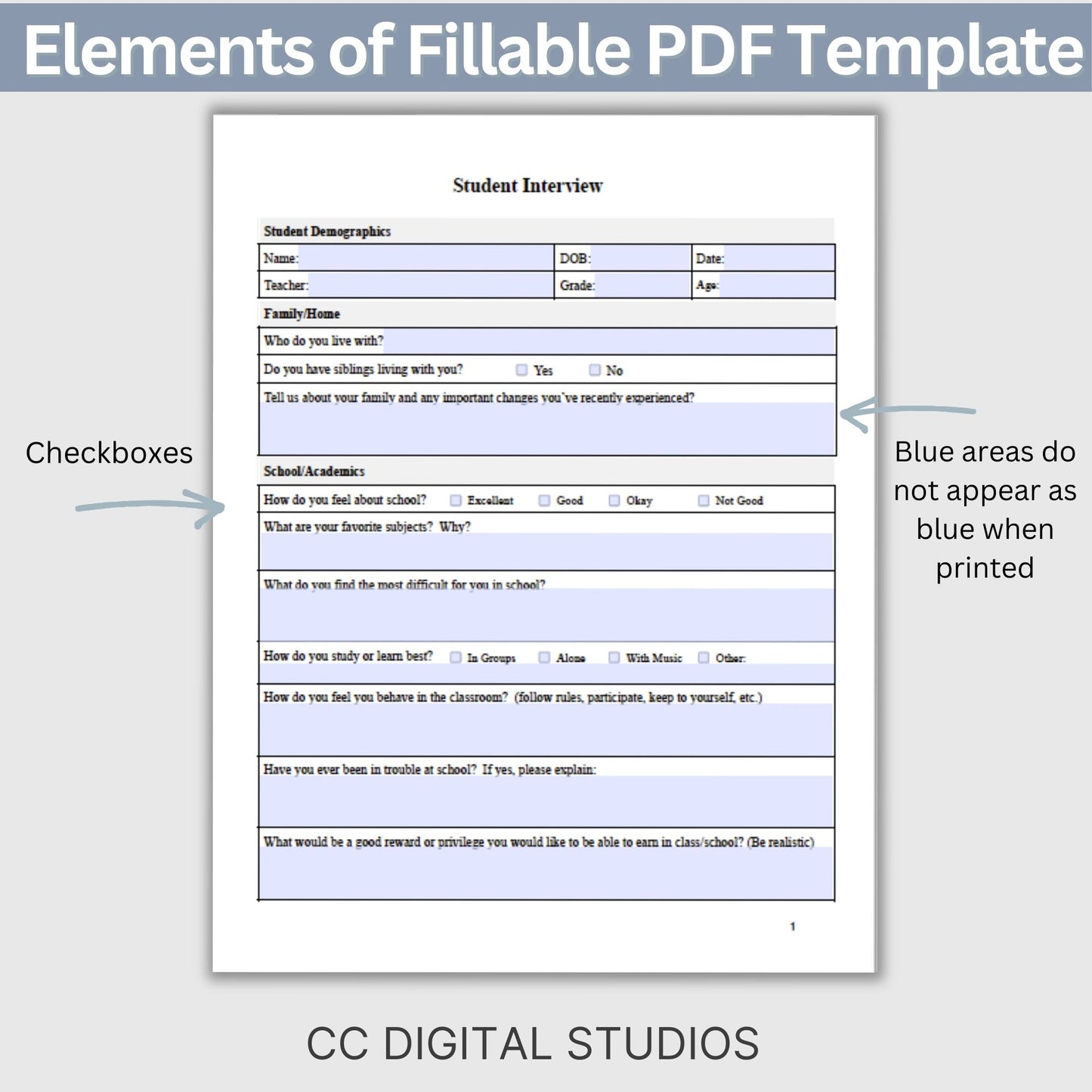 Student Interview Form, an essential tool for school counselors, school psychologists, and school social workers. Its ideal for case management, child therapy, and psychotherapy sessions, aiding in therapy notes documentation.