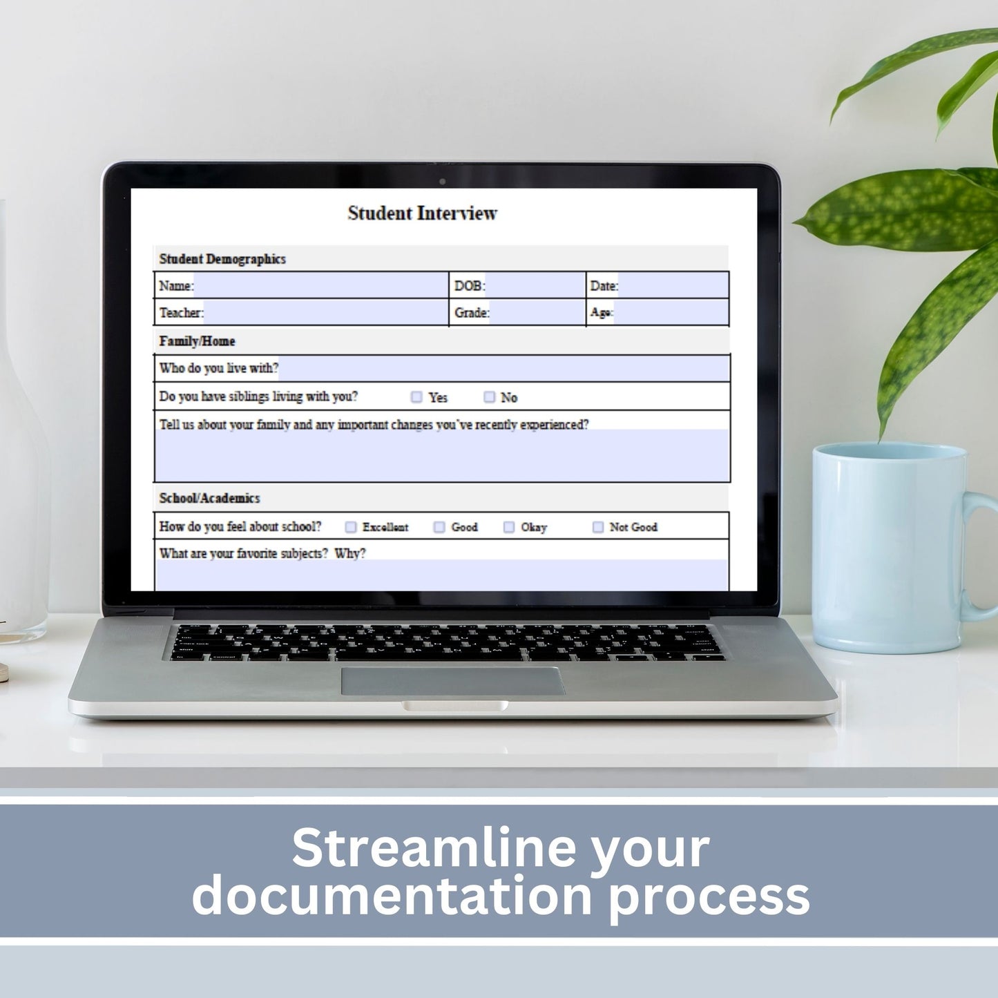 Student Interview Form, an essential tool for school counselors, school psychologists, and school social workers. Its ideal for case management, child therapy, and psychotherapy sessions, aiding in therapy notes documentation.