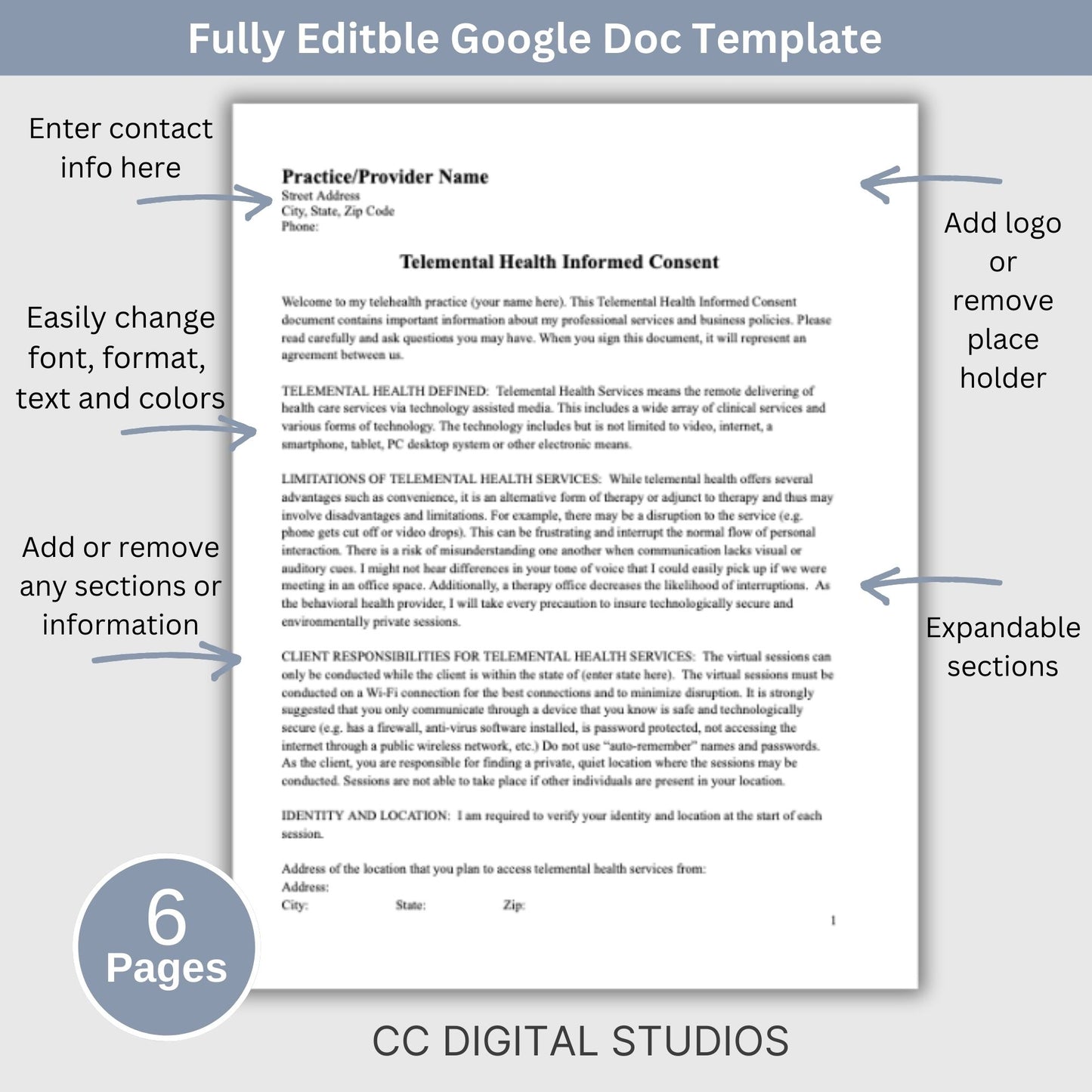 Telemental Health Informed Consent Template, professionally designed for private practice therapist offices. This consent template provides a clear, and comprehensive guide to the services you offer remotely. Mental Health Consent, counseling forms