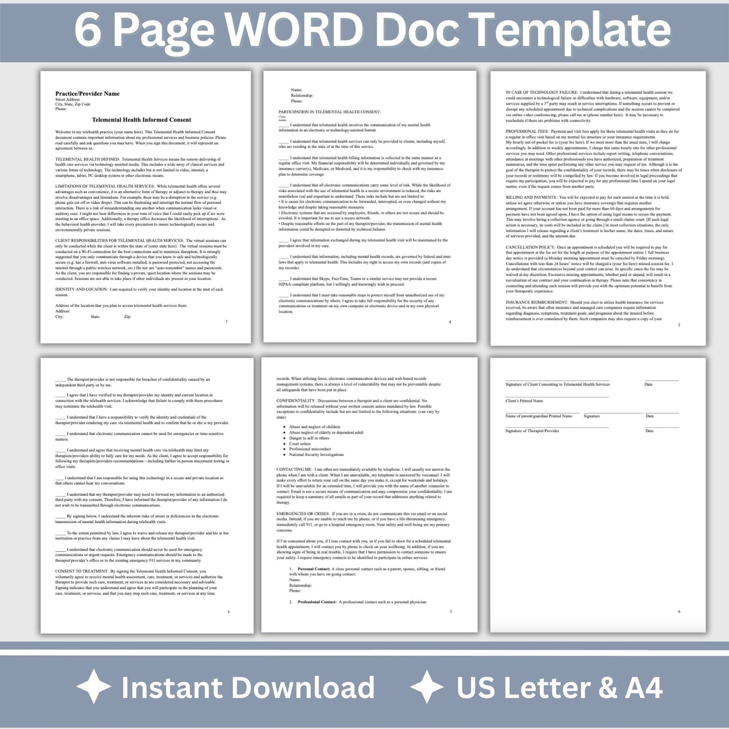 Telemental Health Informed Consent Template, professionally designed for private practice therapist offices. This consent template provides a clear, and comprehensive guide to the services you offer remotely. Mental Health Consent, counseling forms