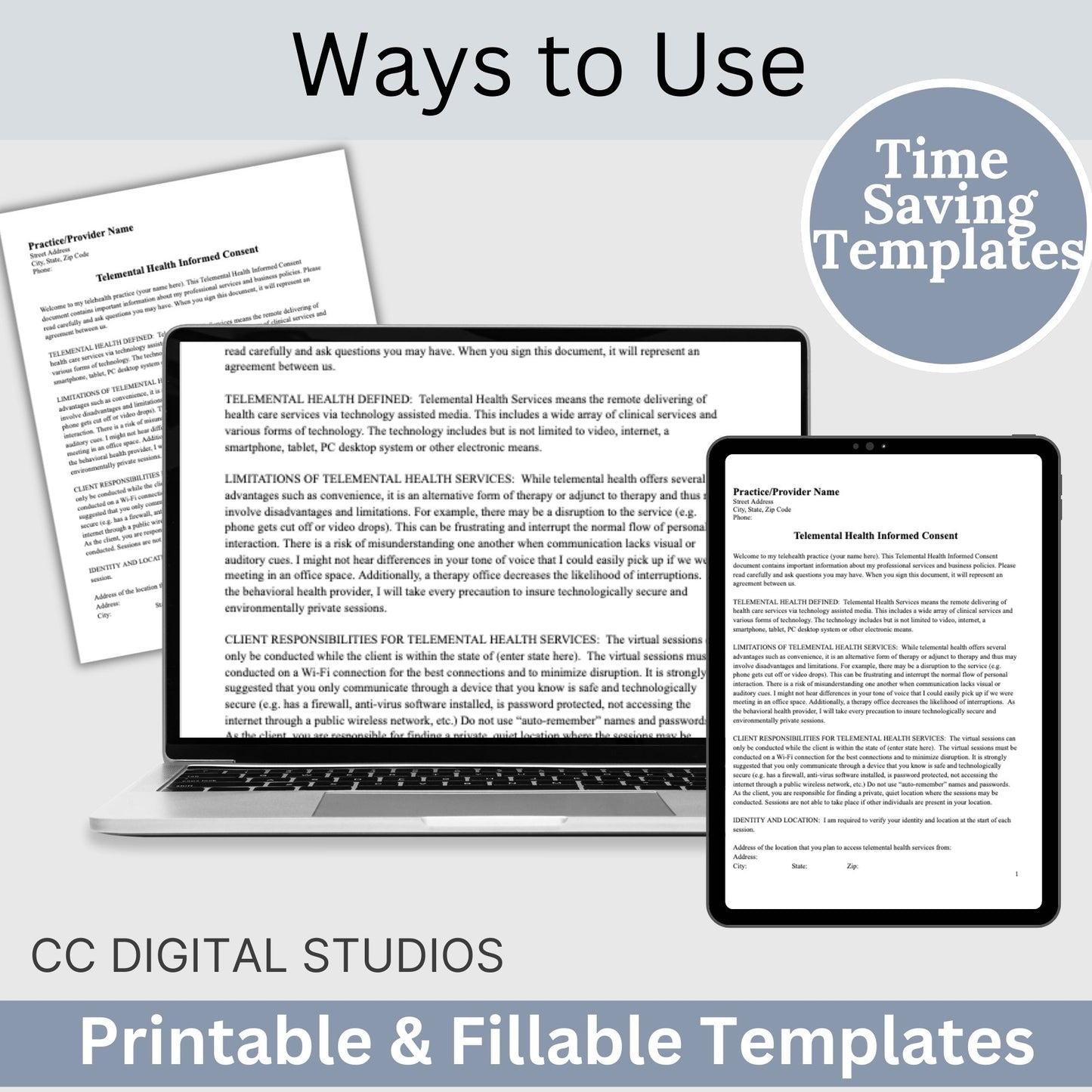 Telemental Health Informed Consent Template, professionally designed for private practice therapist offices. This consent template provides a clear, and comprehensive guide to the services you offer remotely. Mental Health Consent, counseling forms