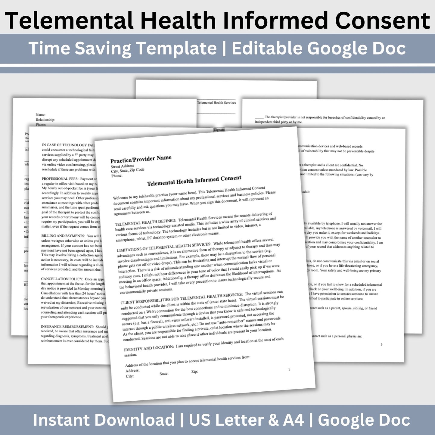 Telemental Health Informed Consent Template, professionally designed for private practice therapist offices. This consent template provides a clear, and comprehensive guide to the services you offer remotely. Mental Health Consent, counseling forms
