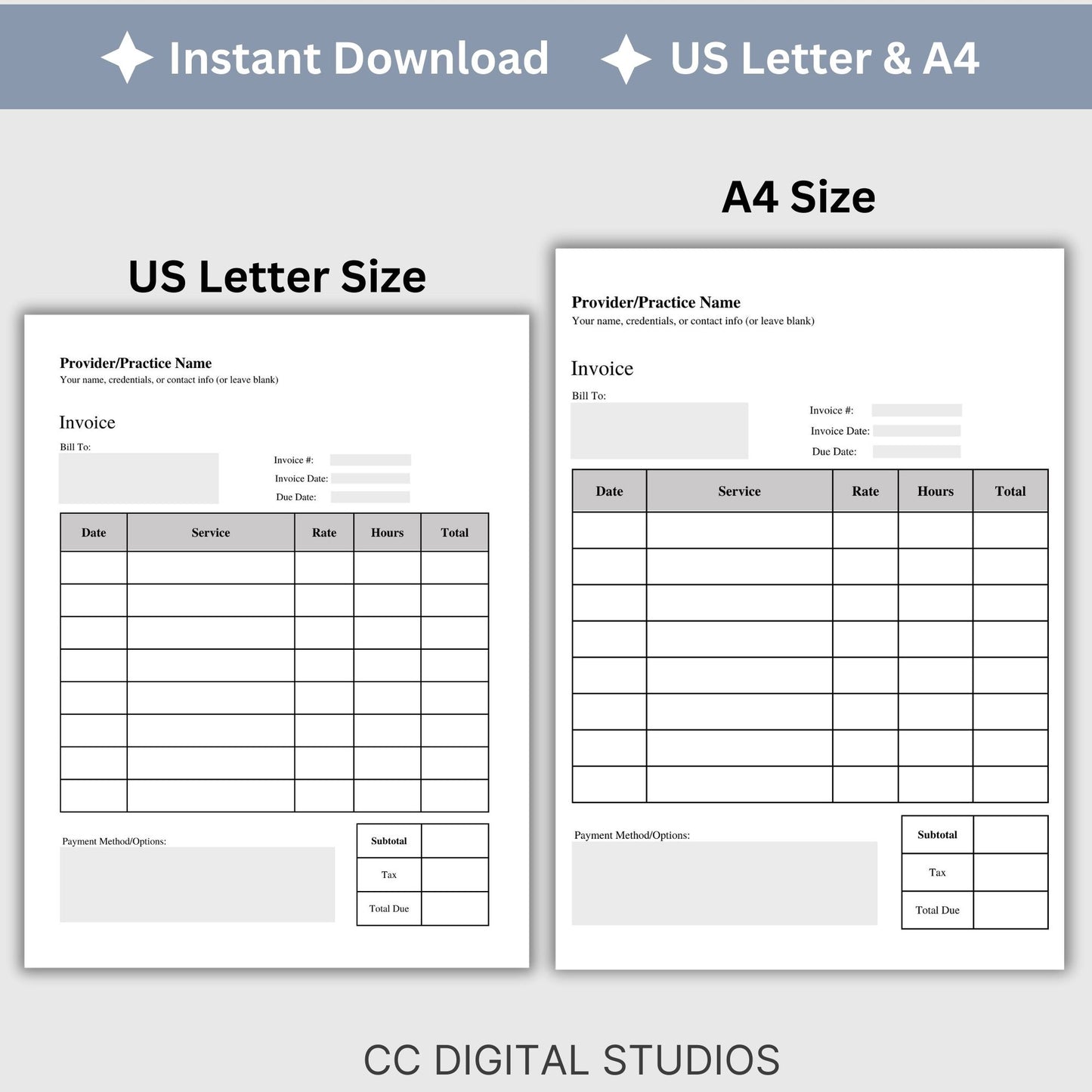 Invoice for billing in private practice. Impress your clients with clear, concise, and personalized therapist office invoice that reflect your professionalism and attention to detail.