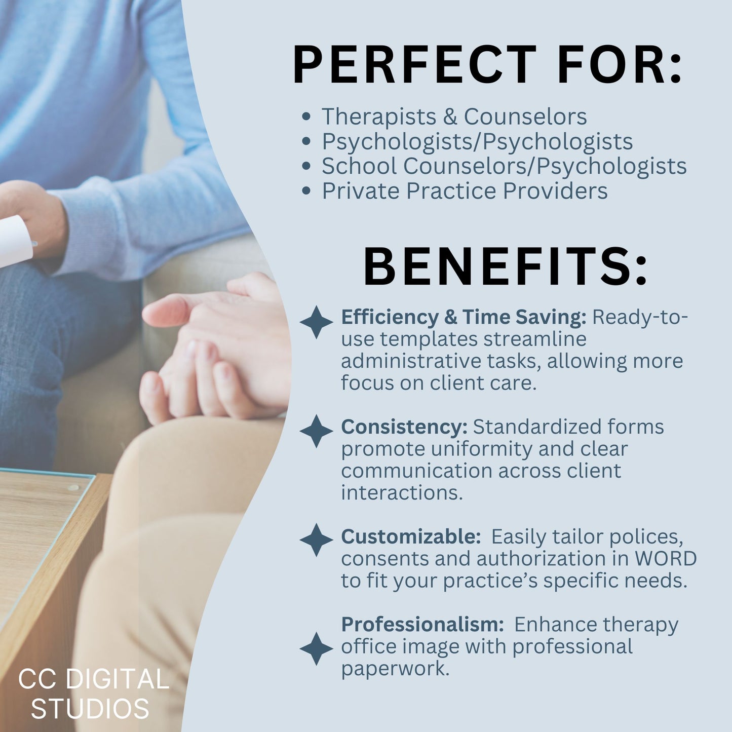 Counseling Forms & Policy Consents Bundle, Therapy Notes for Private Practice, Therapist Office Policies and Consents, PDF and WORD Docs. 18 essential forms, progress notes, treatment plans, biopsychosocial assessments, and client intake forms.