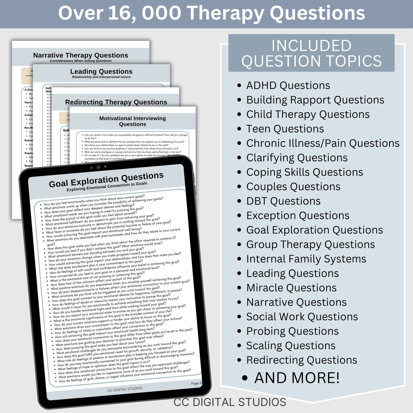 Whole Shop Bundle Therapy Cheat Sheets, Therapy Objectives and Goals, Therapy Questions, SMART Goals, Therapy Interventions, Guides