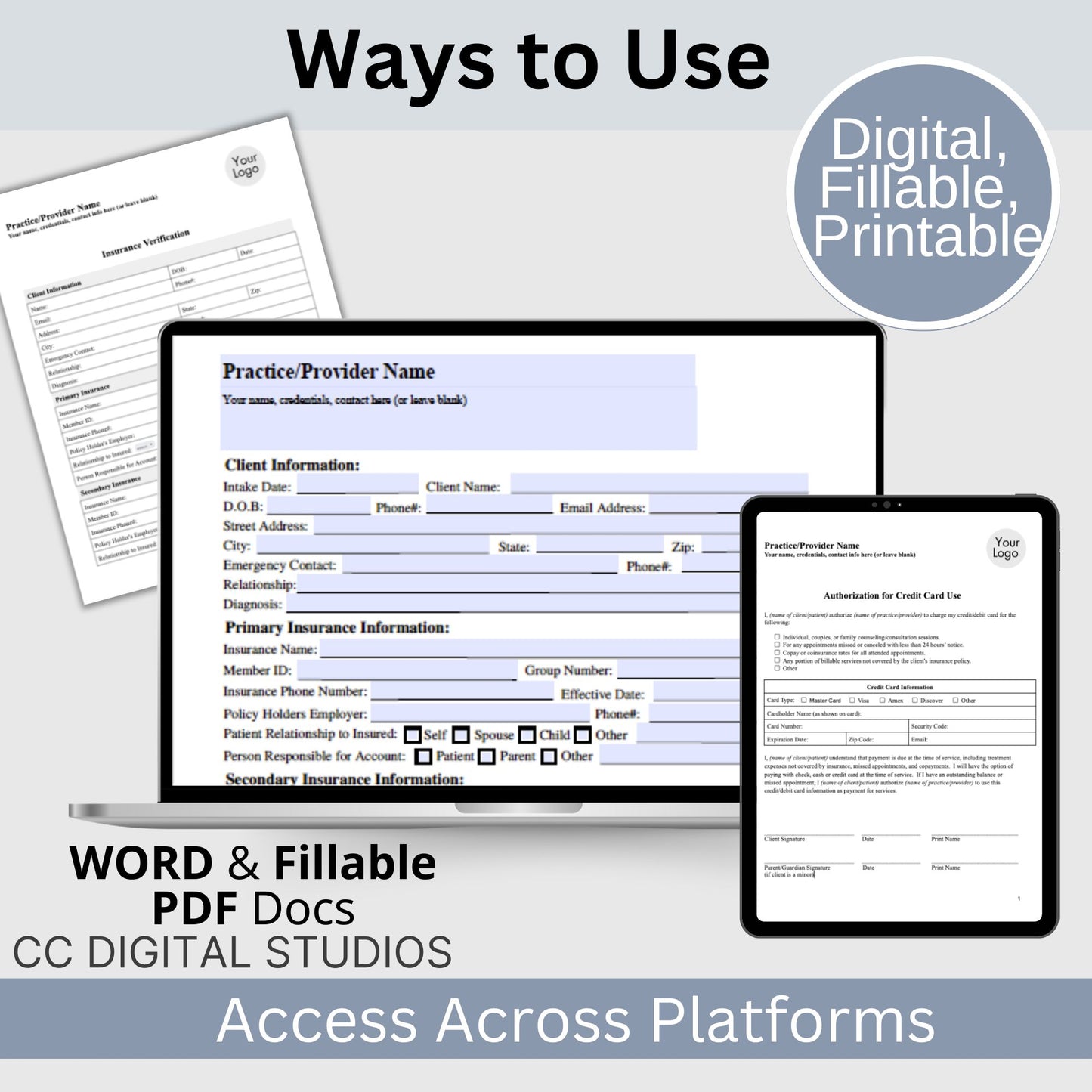 SAVE 35% by purchasing the forms bundle. And save time! Therapy private practice policies, authorizations, notices & consents for your therapy office built and ready for you to use.