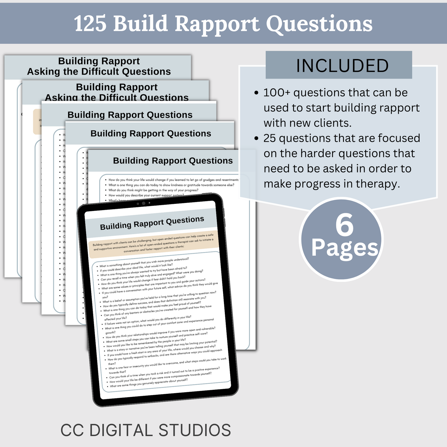 2,750 curated therapy questions across teen therapy, suicide inquiry, redirecting, motivational interviewing, couples therapy, rapport-building, and group therapy. SAVE 25% with this bundle
