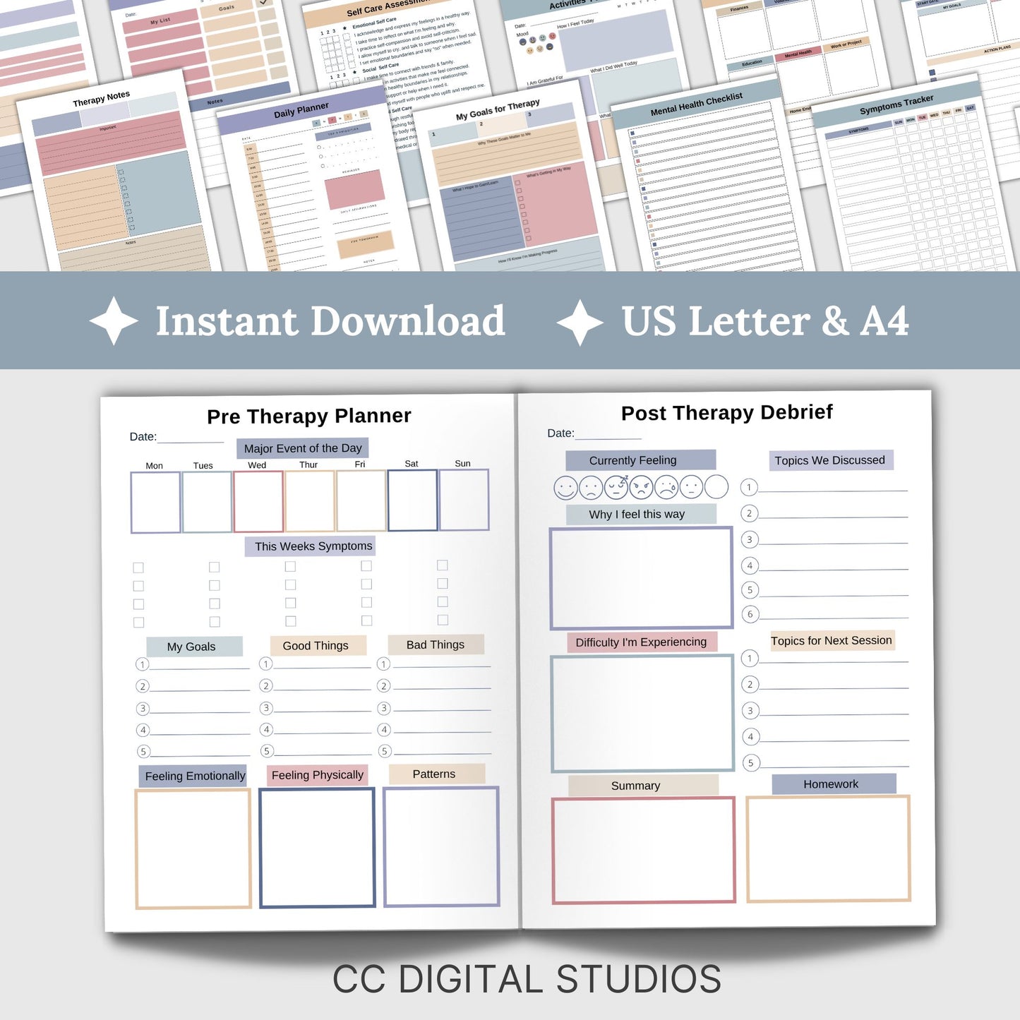 Therapy Session Planner & Tracker Worksheets