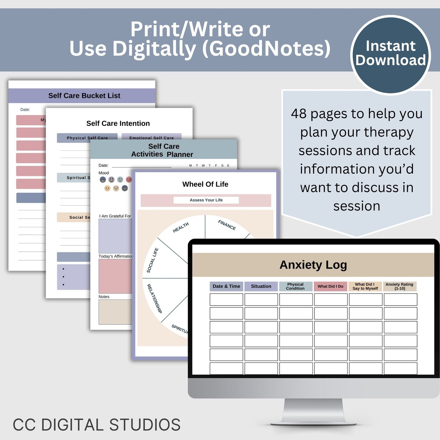 Therapy Session Planner & Tracker Worksheets