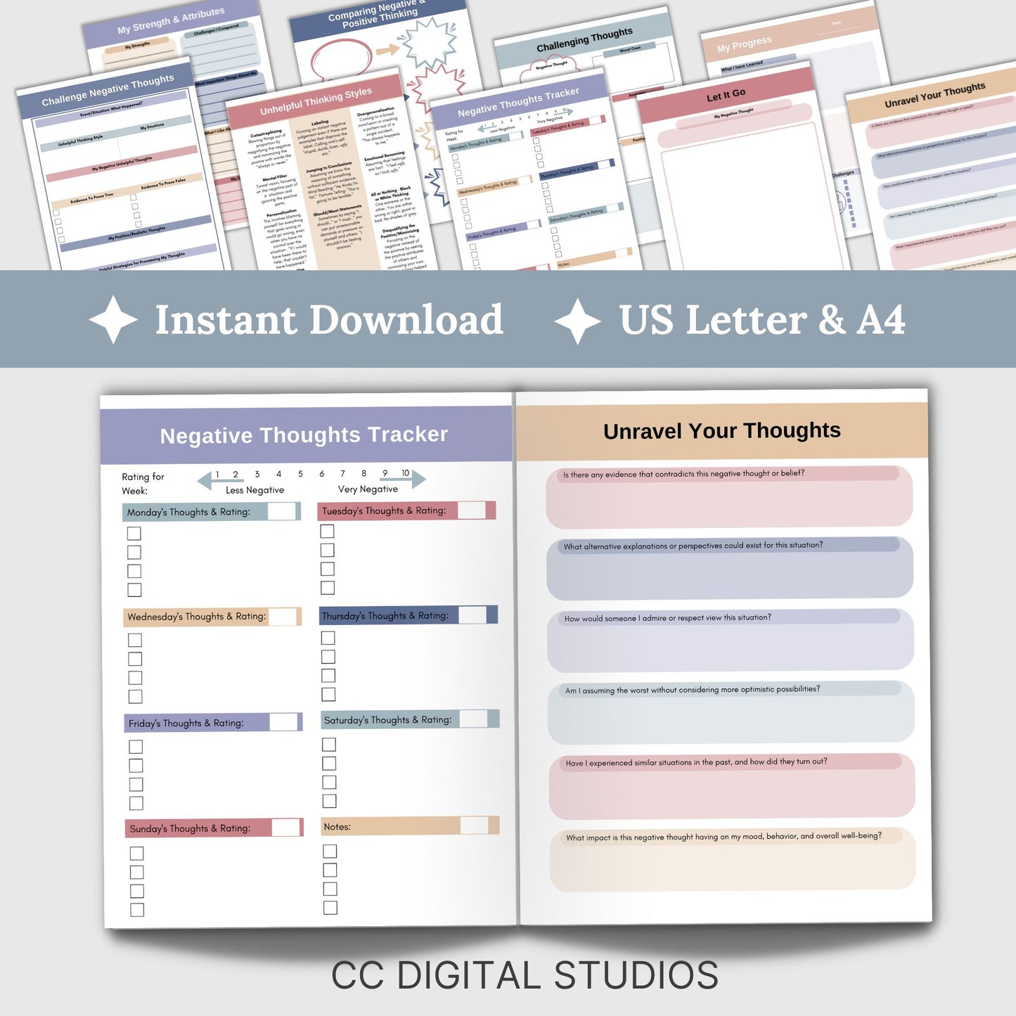 CBT Therapy Worksheets: Turn Negative Thoughts into Positive