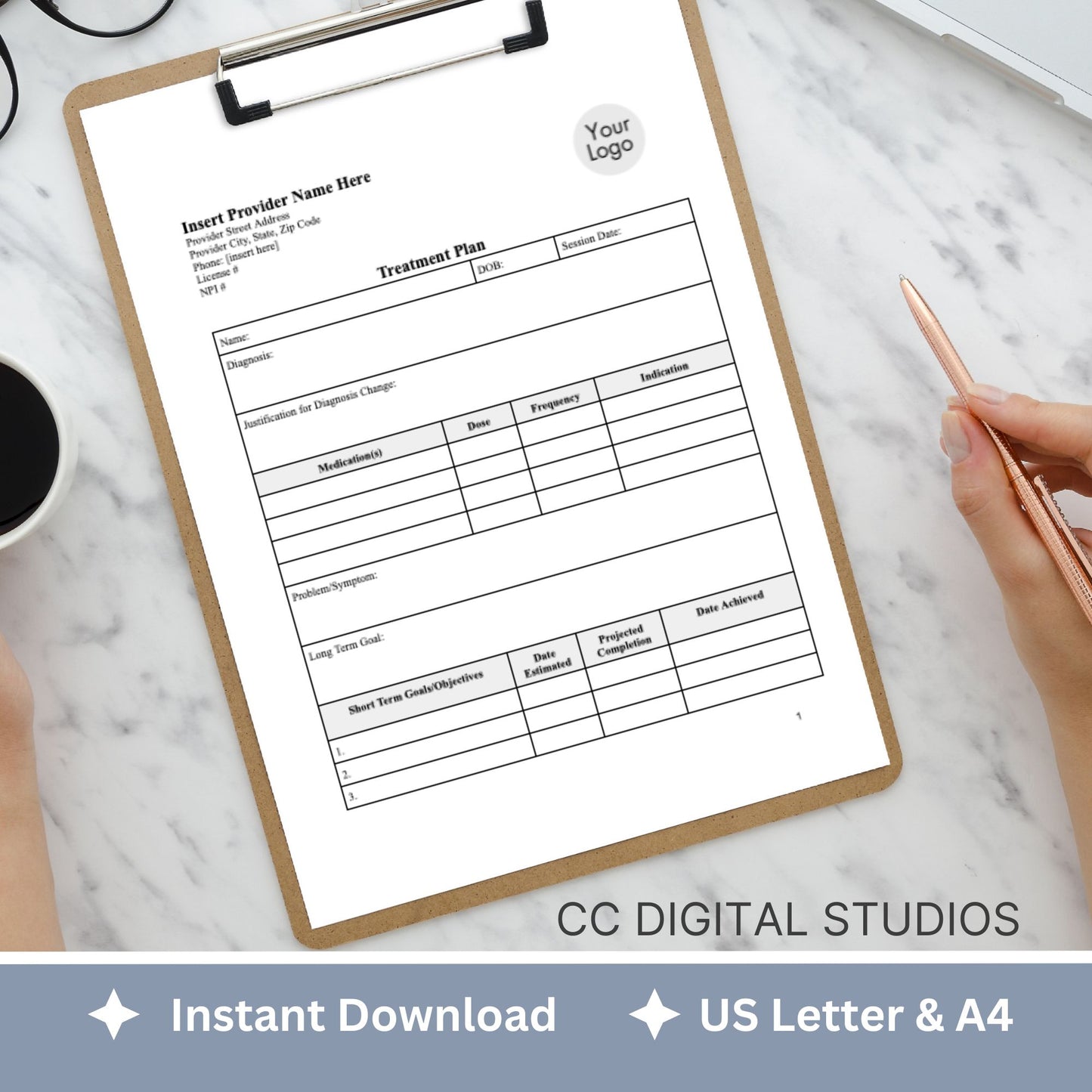 Treatment Plan Template, a fully editable Google Doc designed to optimize your private practice or counseling office. This form empowers therapists to streamline their documentation process with efficient therapy notes.