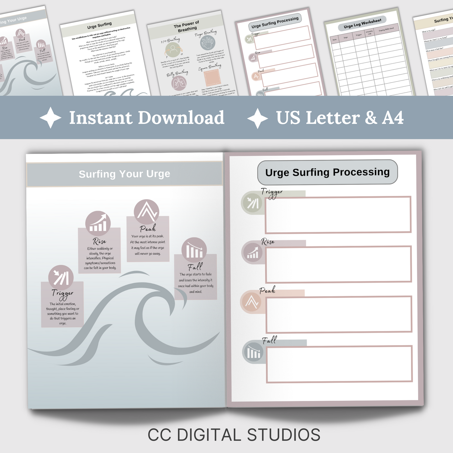 Embark on a transformative journey of addiction recovery with our specialized CBT worksheets, focusing on urge surfing and rooted in DBT principles. Navigate cravings skillfully, fostering emotional regulation and relapse