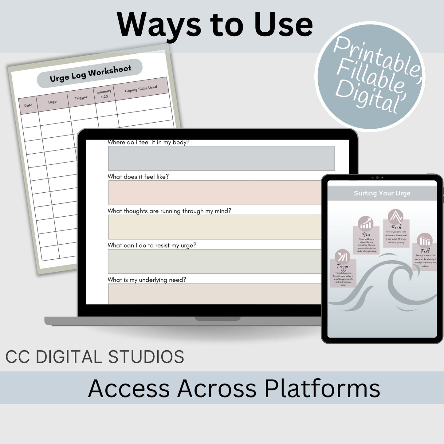 Embark on a transformative journey of addiction recovery with our specialized CBT worksheets, focusing on urge surfing and rooted in DBT principles. Navigate cravings skillfully, fostering emotional regulation and relapse