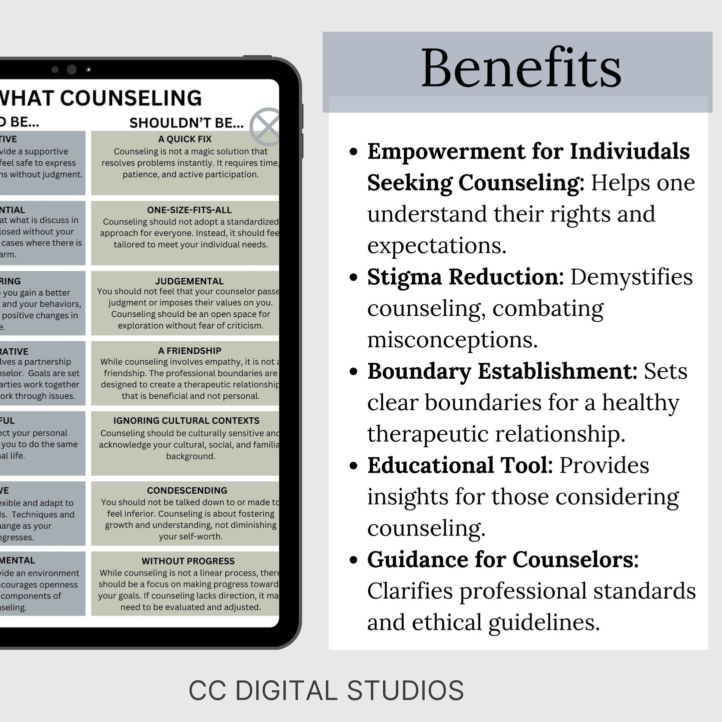 What Counseling Should be handout, perfect for anyone invested in mental well-being. therapist office, psychologist print, counseling, therapy resources, therapy tools, psychology, counseling