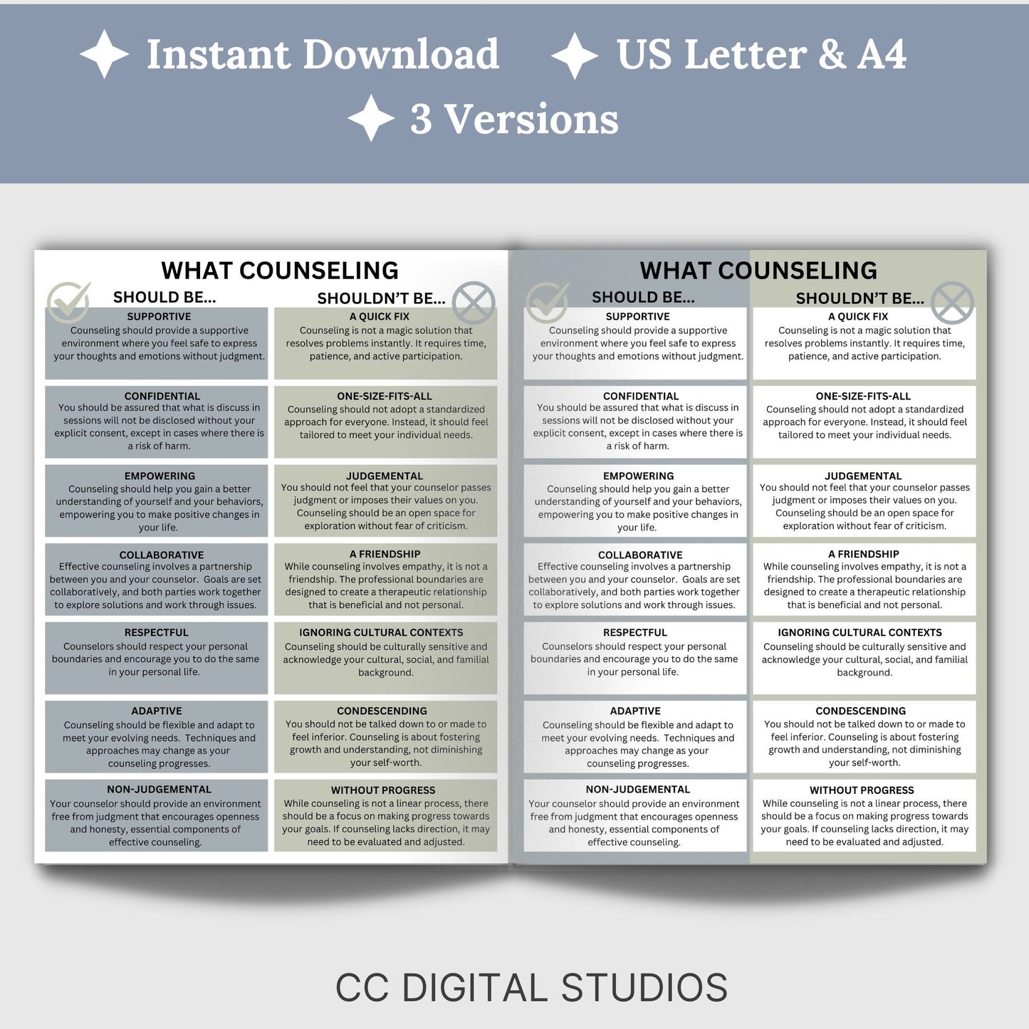 What Counseling Should be handout, perfect for anyone invested in mental well-being. therapist office, psychologist print, counseling, therapy resources, therapy tools, psychology, counseling