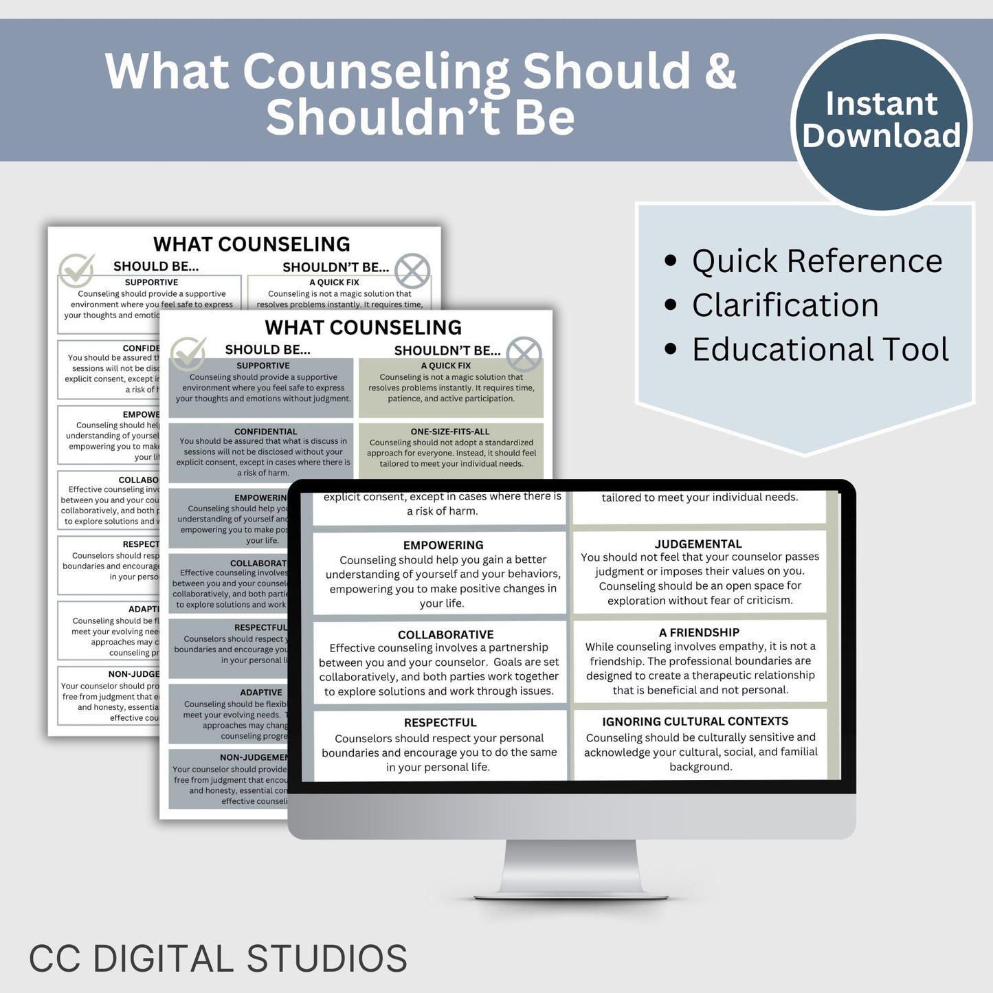 What Counseling Should be handout, perfect for anyone invested in mental well-being. therapist office, psychologist print, counseling, therapy resources, therapy tools, psychology, counseling