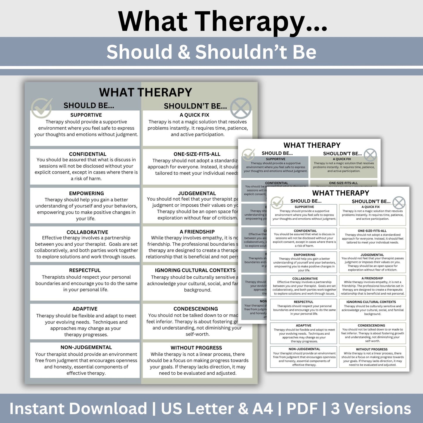 What Therapy Should be handout, perfect for anyone invested in mental well-being. therapist office, psychologist print, counseling, therapy resources, therapy tools, psychology, counseling