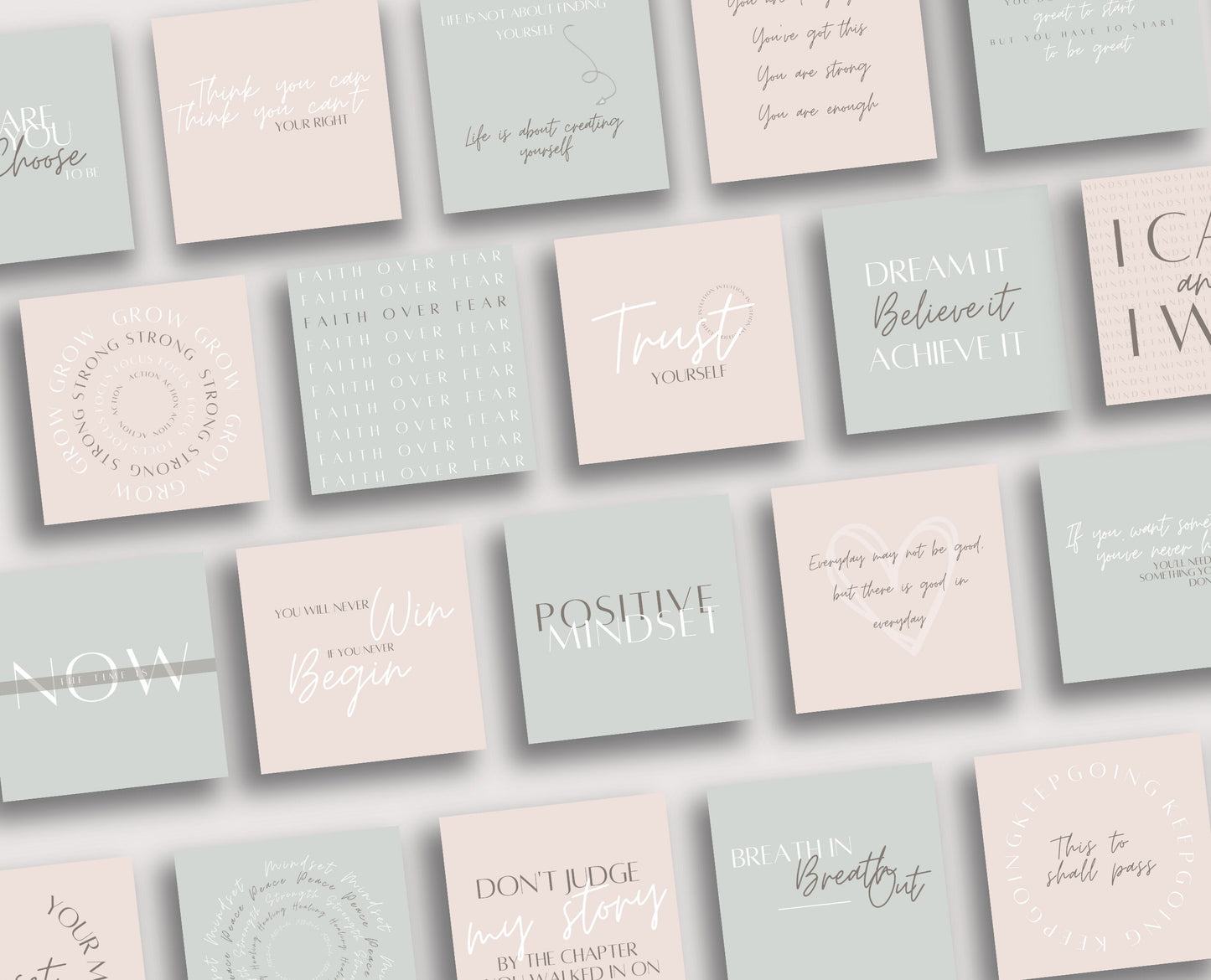 Positive Mindset Quotes for Instagram: 50 Canva Post Templates