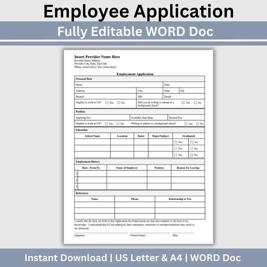 Employee Application Template - WORD DOC