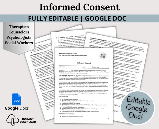 Informed Consent Template for Mental Health Professionals