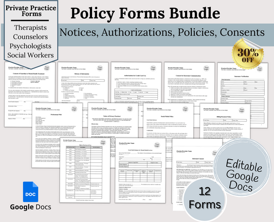 Private Practice Forms Bundle: Essential Policies, Consents, and Notices