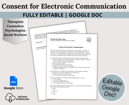 Consent for Electronic Authorization Google Doc:  Streamline Client Onboarding