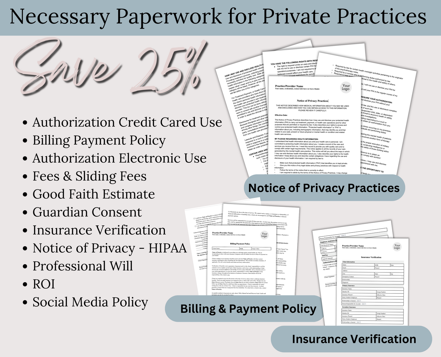 Private Practice Forms Bundle: Essential Policies, Consents, and Notices