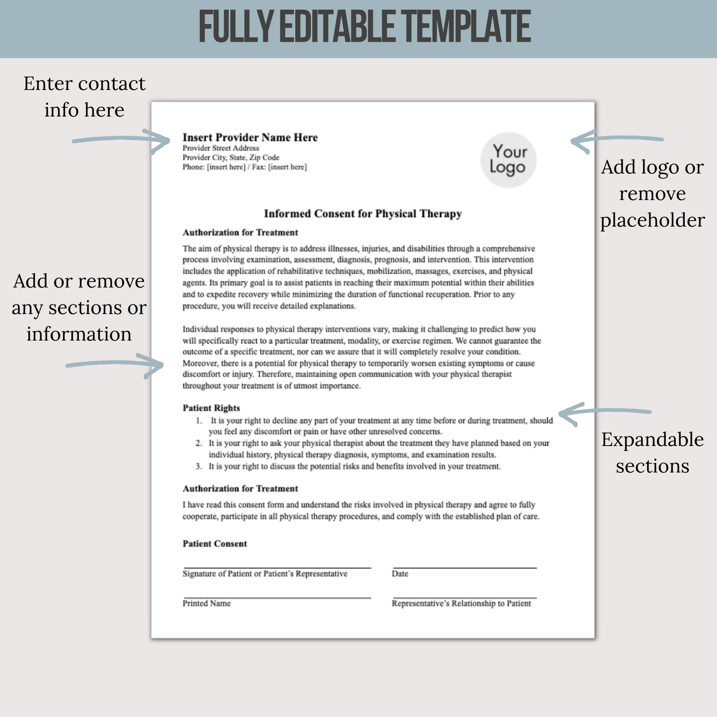 Informed Consent Template for Physical Therapy Office