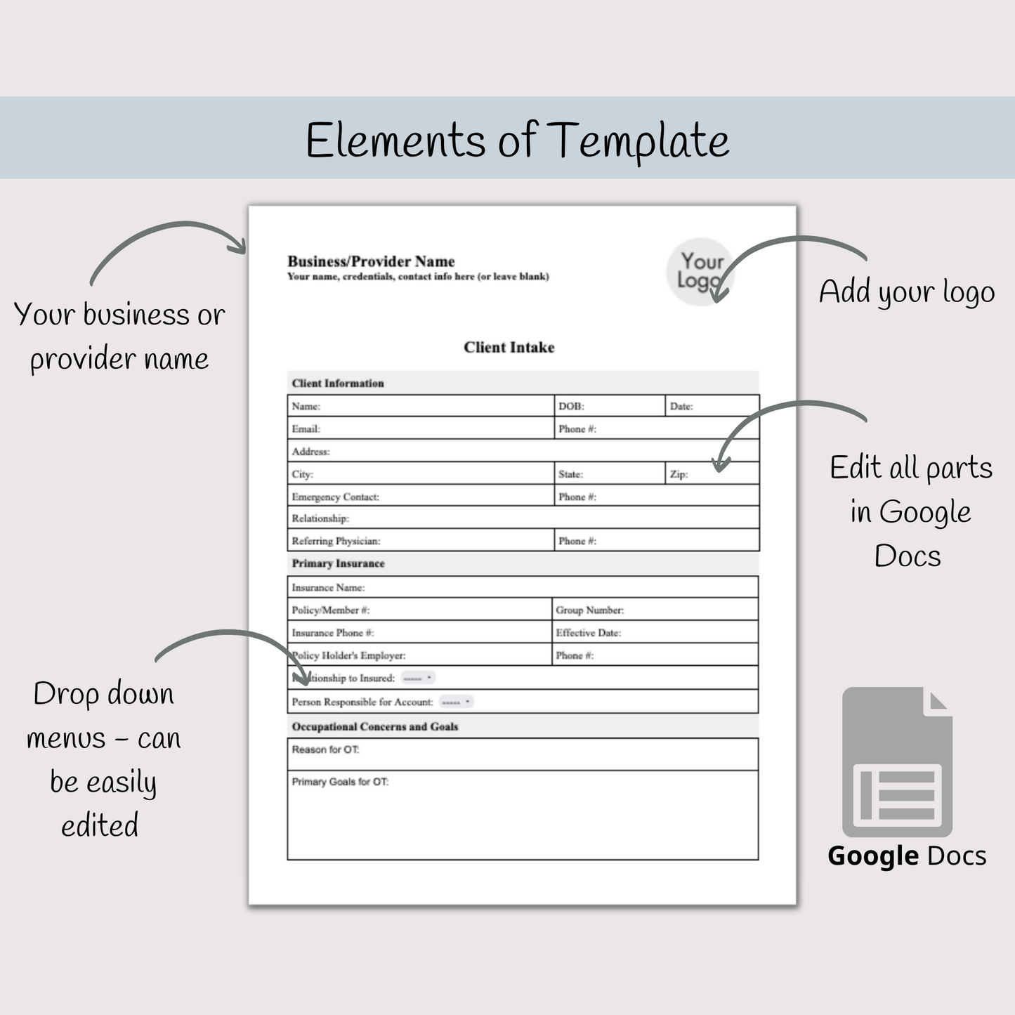 Client Intake Form for Occupational Therapists:  Streamline Your Intake Process